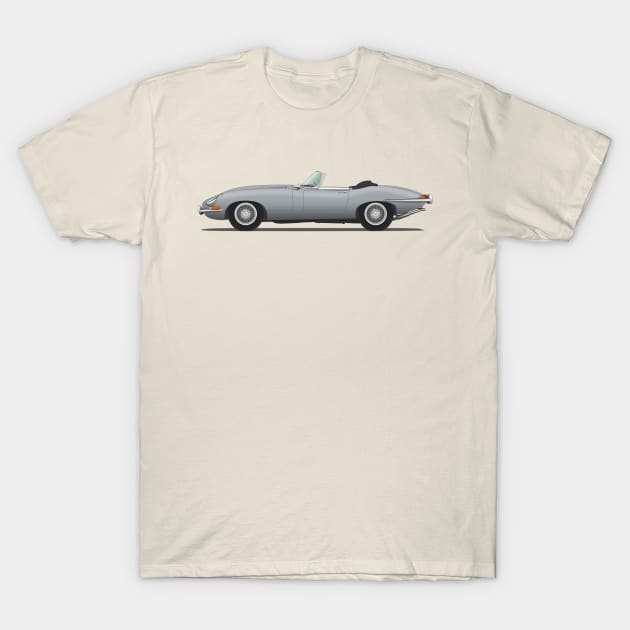 Jaguar E Type Roadster Mist Grey T-Shirt by SteveHClark